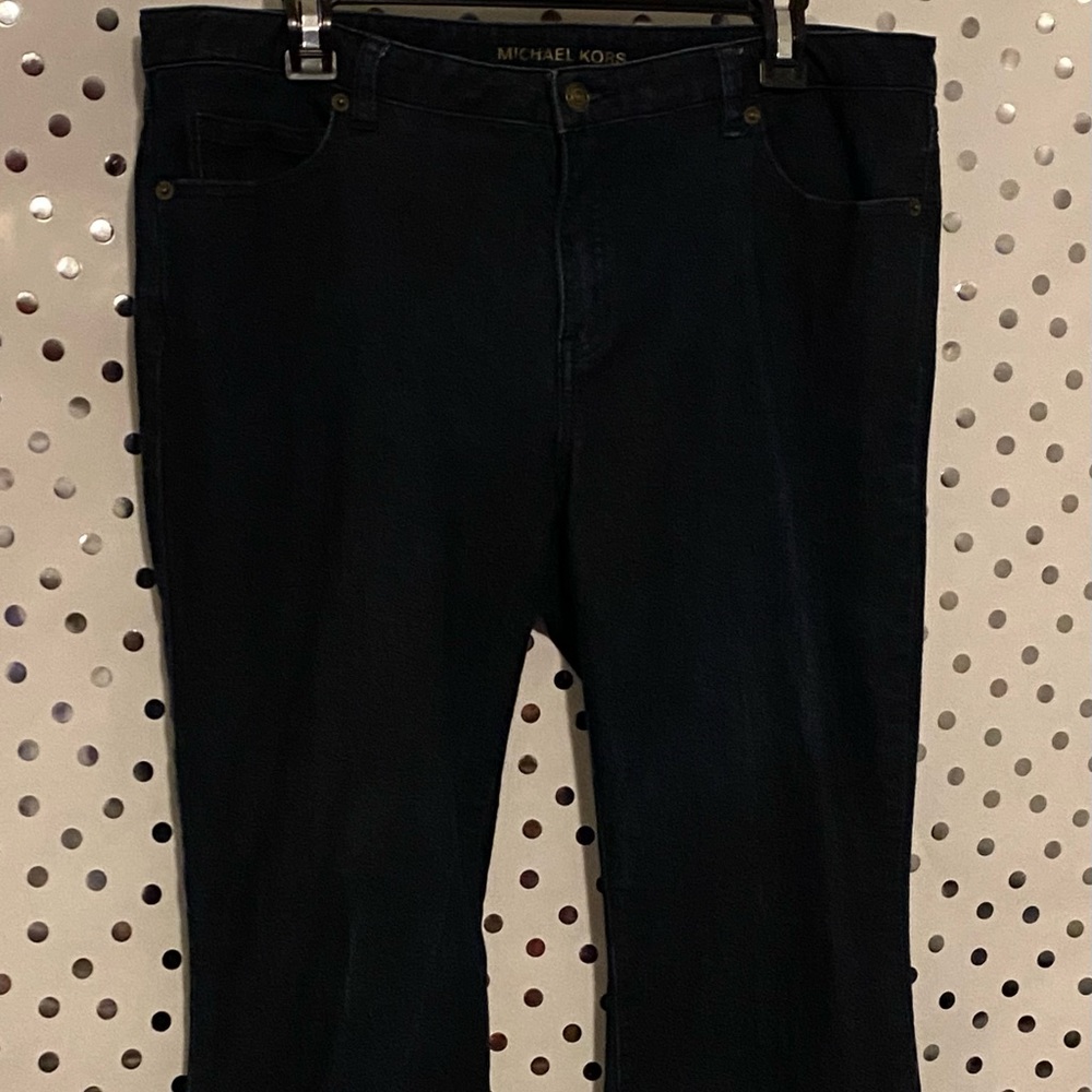 Michael Kors dark jeans; size 14; stretchy type jean, flares out at ankle area